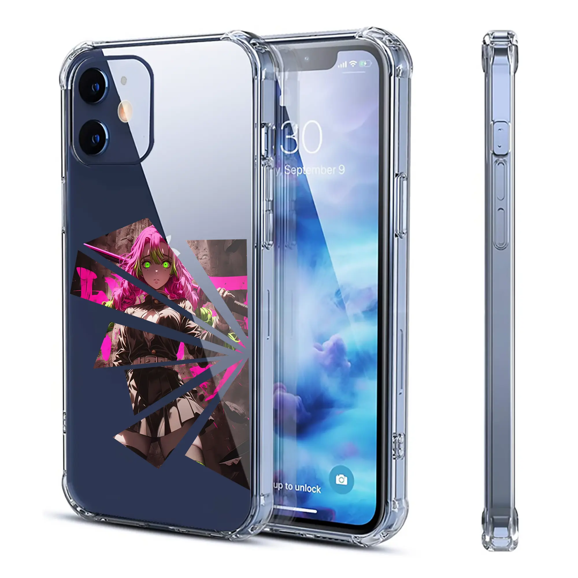 鬼滅の刃 グッズ,甘露寺 蜜璃 - IPhone 12シリーズ対応 ・ 透明スマホケース ・ クリアソフトケース ・ TPU素材 ・ 耐衝撃 ・ 高密着 ・ 防汚 防指紋 ・ 簡単着脱